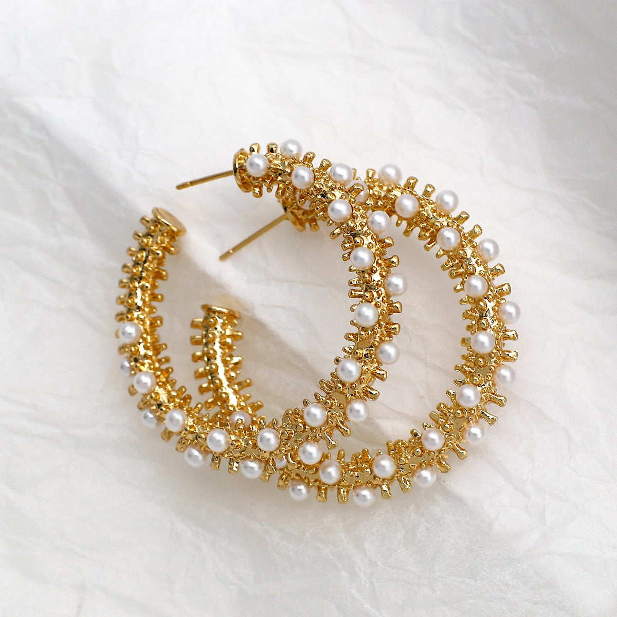 EVELYN Spike Pearl Hoops