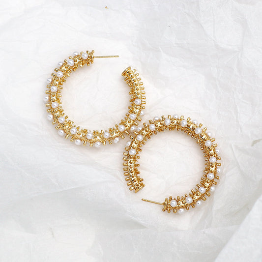 EVELYN Spike Pearl Hoops