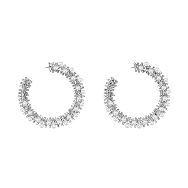 EVELYN Spike Pearl Hoops