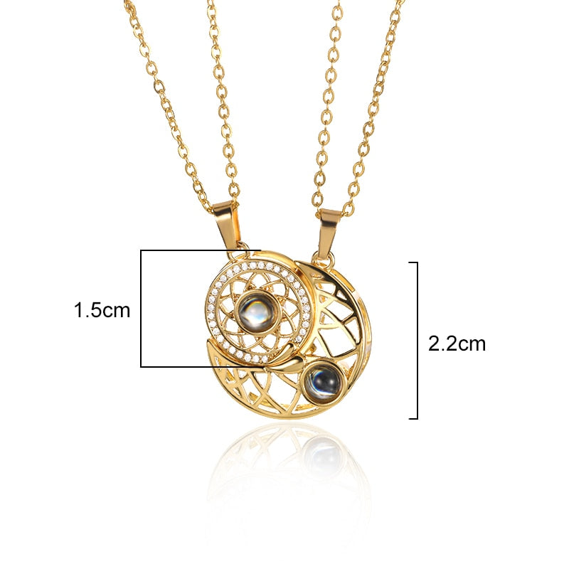 SUN and MOON Projection Necklace Duo