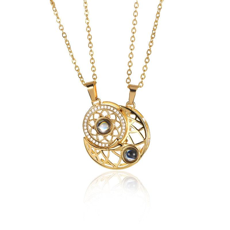 SUN and MOON Projection Necklace Duo