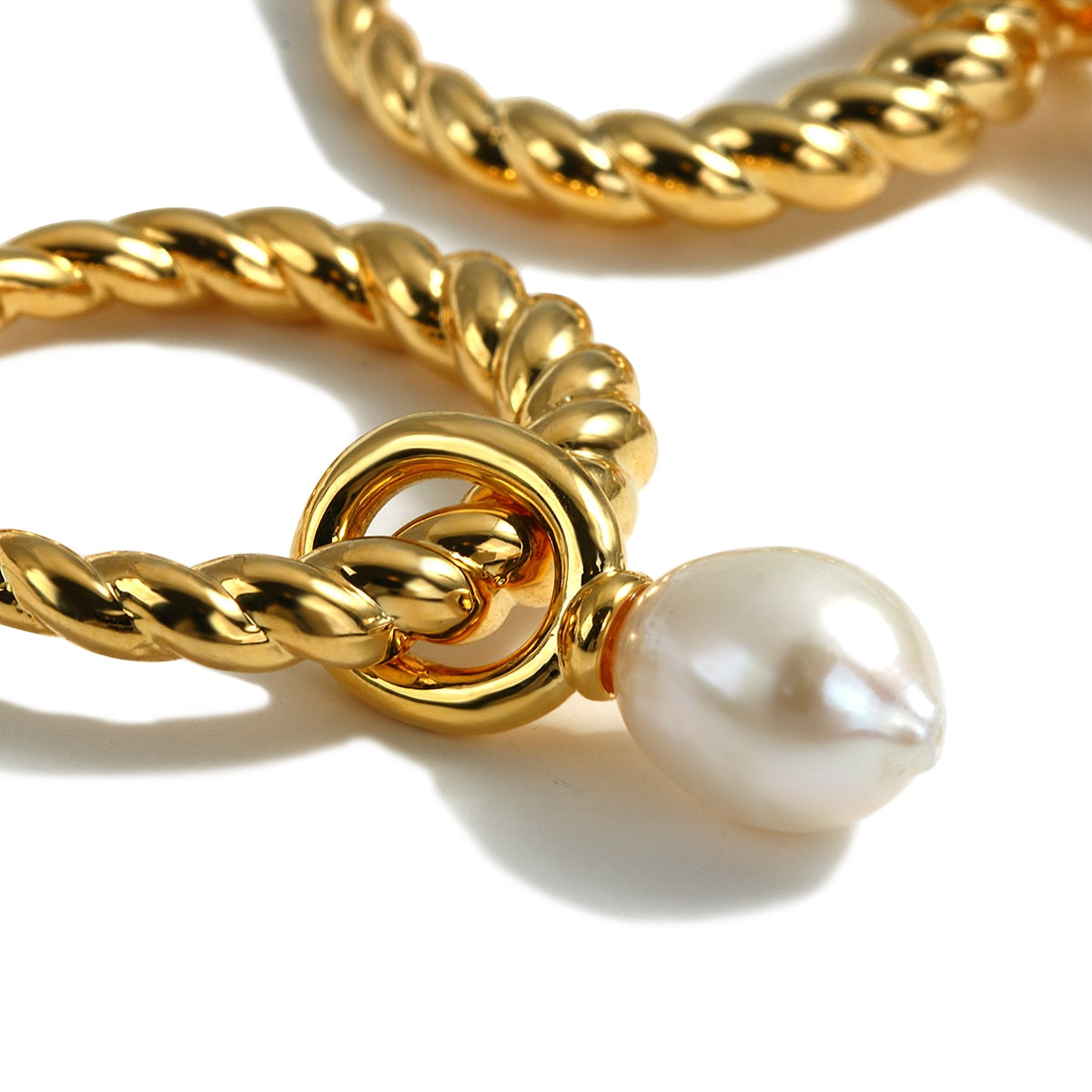 ANSLEY Braided Pearl Hoop